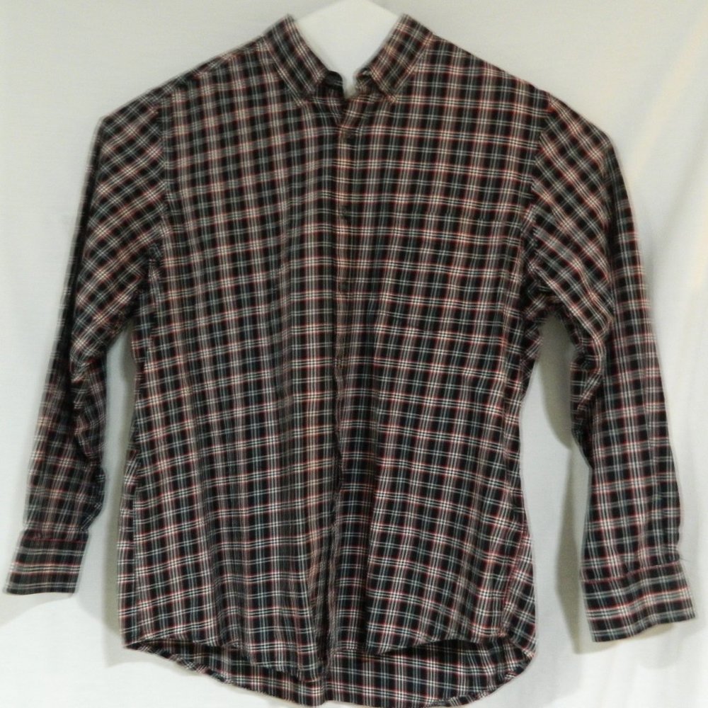 Men's Club Room Black/Red/White XL  Button Shirt